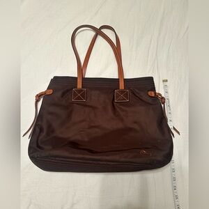 DOONEY & BOURKE "Victoria" Brown Nylon with Brown Leather Trim